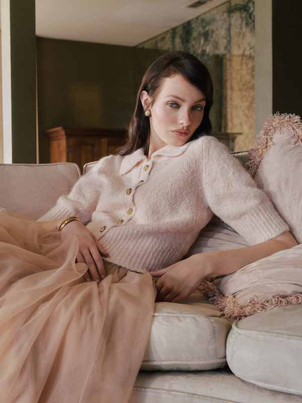 Cardigan à col Daphne - Sorbet