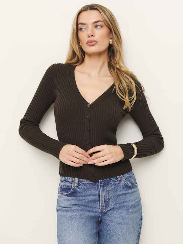 Cardigan en cachemire mélangé Fia - Haricot noir