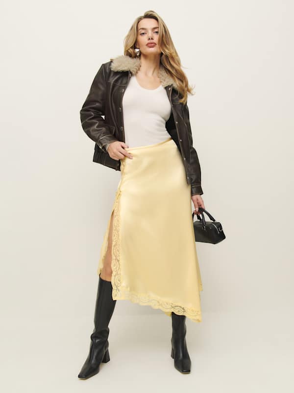 Stacia Satin Skirt - Blonde