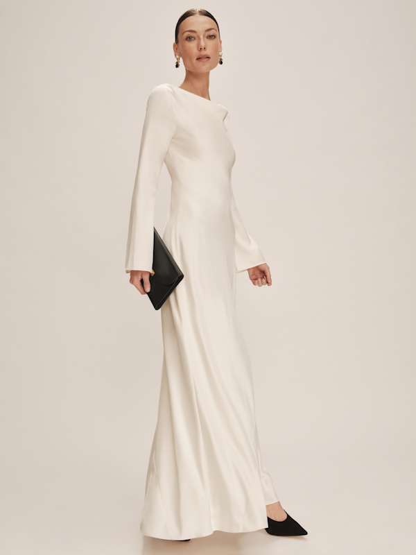Ciana Satin Dress - Fior Di Latte