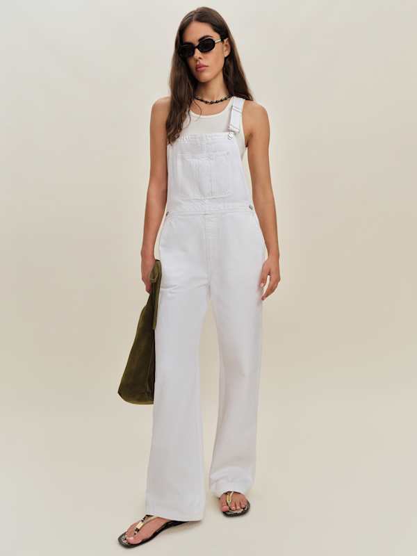Salopette en denim Arlo - Blanc éclatant