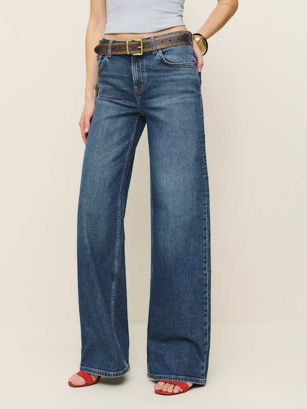 Greta Super Stretch Low Rise Wide Leg Jeans - Willamette