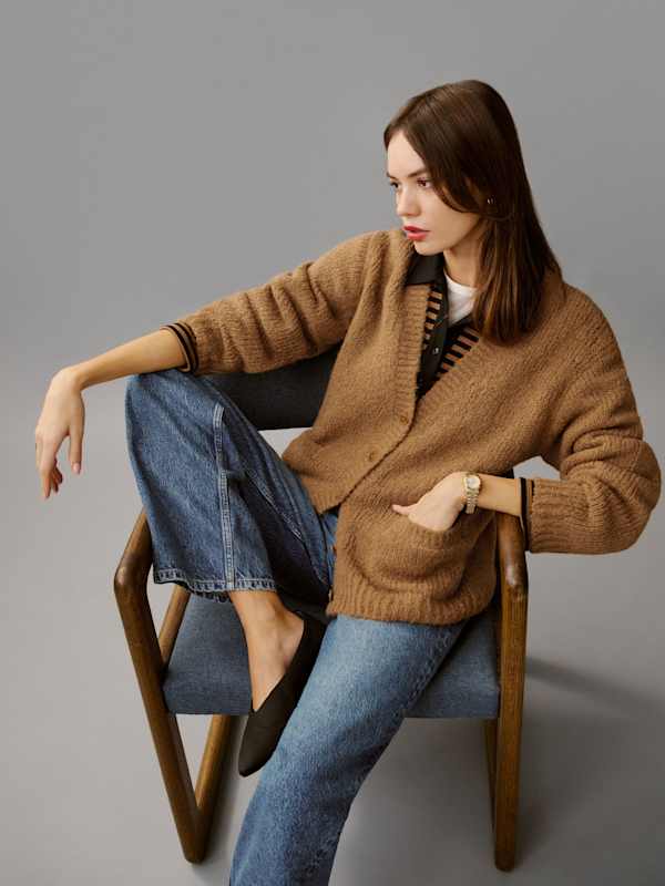 Lue Boyfriend Cardigan - Camel
