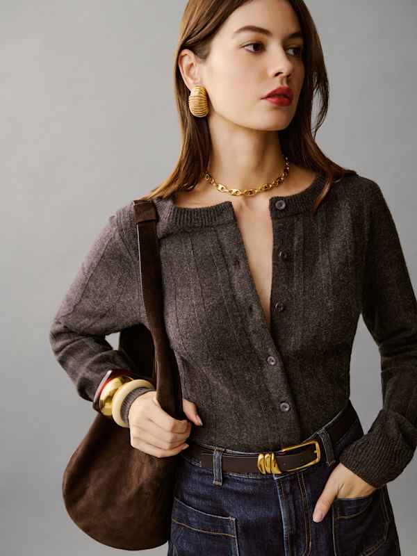 Hannah Regenerative Wool Cardigan - Espresso