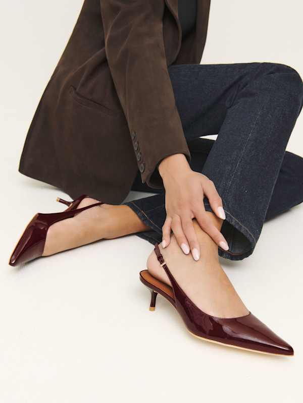 Chaussures à talons et brides arrière Wrenley - Lie de vin verni