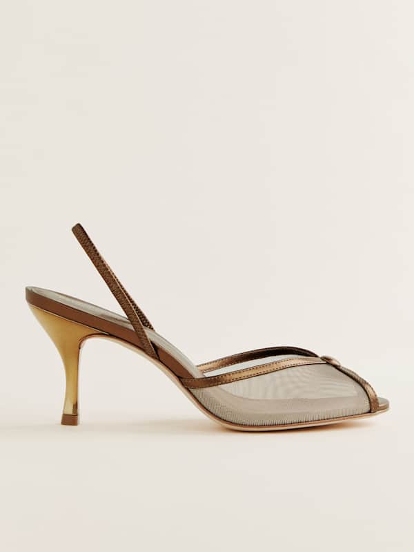 Paula Heeled Sandal - Bronze Mesh