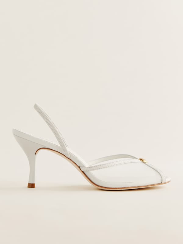 Paula Heeled Sandal - White Mesh