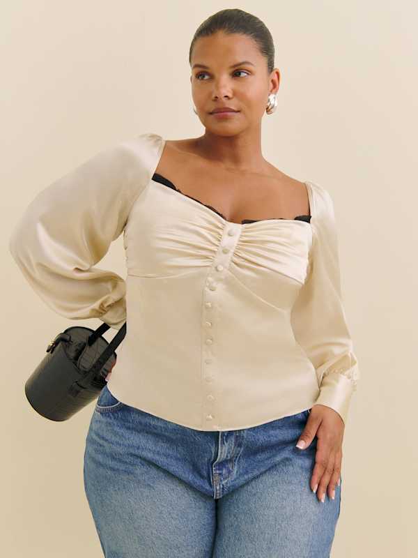 Chiara Silk Top Es - Almond