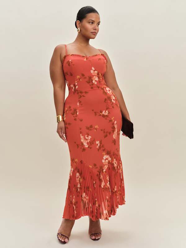 Robe Aiko grandes tailles - Fleurs corail