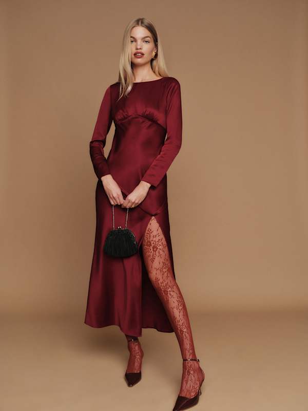 Naila Satin Dress - Chianti