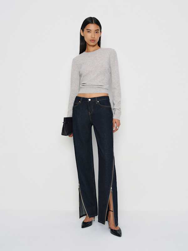 Charlee Low Rise Straight Leg Jeans - Ondine Twisted Zipper
