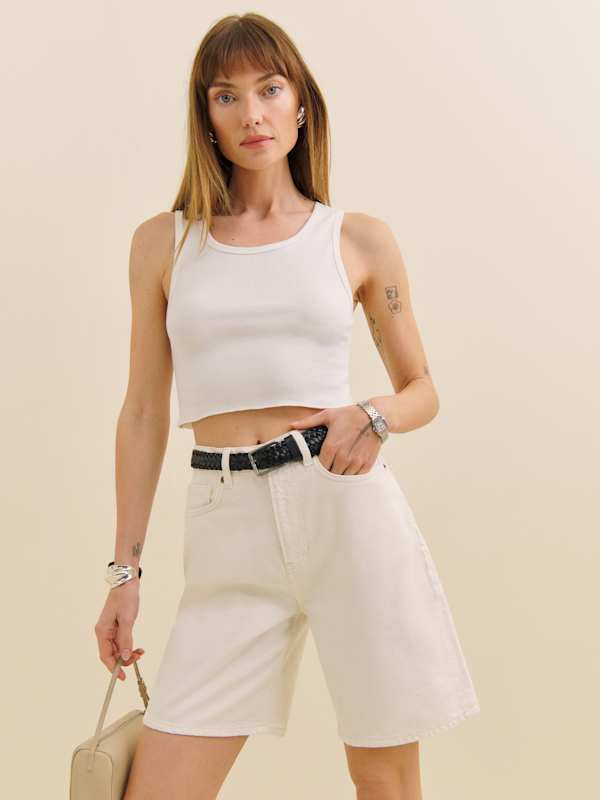 Short en denim taille haute 8&quot; Hale - Fior Di Latte