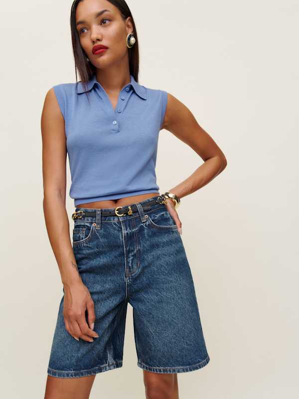 Short en denim taille haute 8&quot; Hale - Lanier