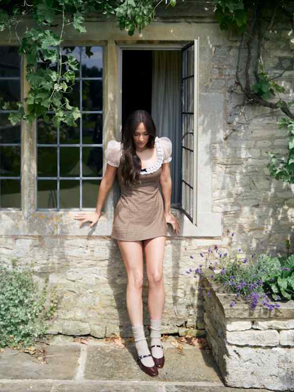 Petites Bunny Dress - Brown Plaid