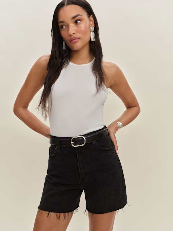 Short en denim à taille haute Saige, 10 cm - Vana