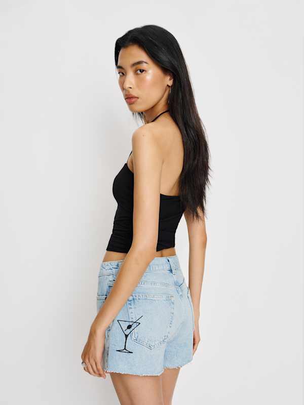 Sutton Low Rise 2.5” Slouchy Jean Shorts - Broderie Martini