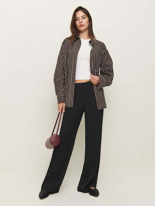 Petites Hallie Mid Rise Pant - Black