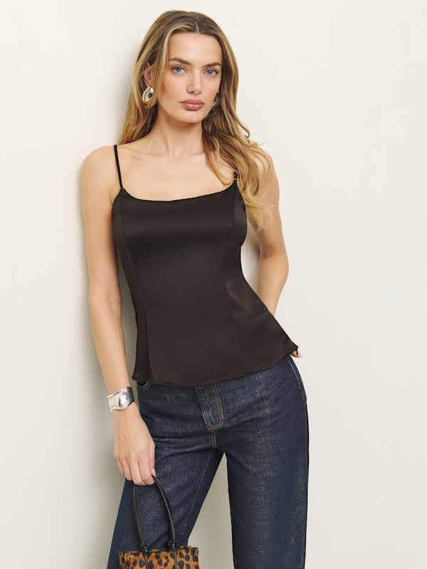 Isla Satin Top - Mole