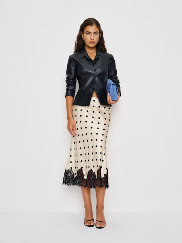 Carolina Silk Skirt - Sundae Dot