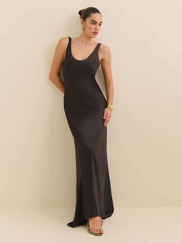 Robe en satin Sapphira - Brun