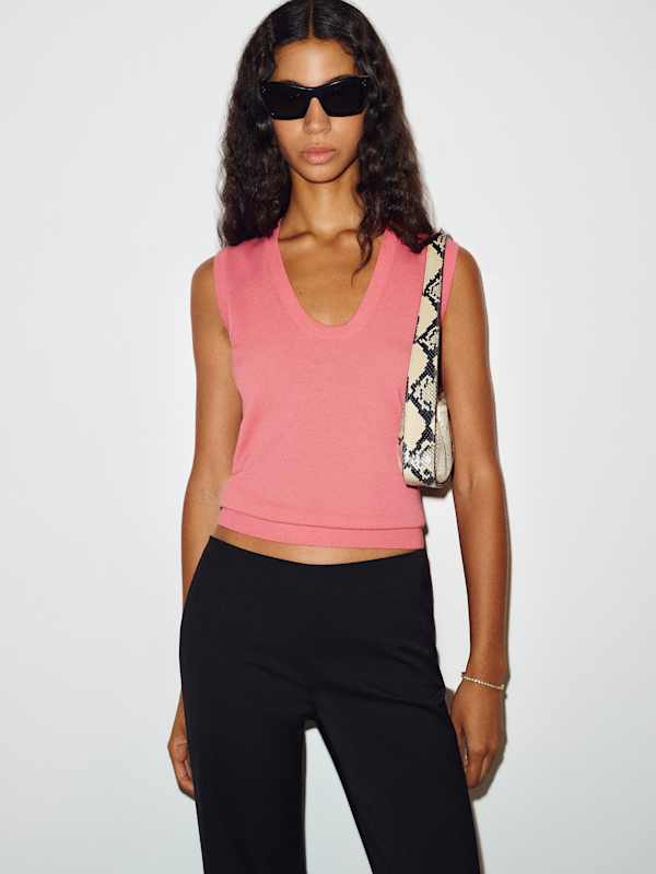 Marta Regenerative Merino Sweater Tank - Peony