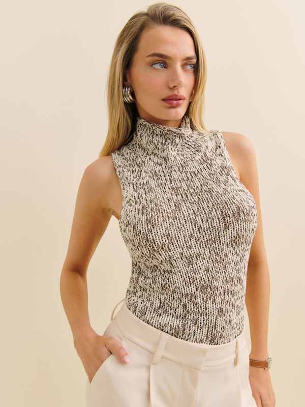 Débardeur en maille de coton Maisie - Fior Di Latte Shiitaké Marl