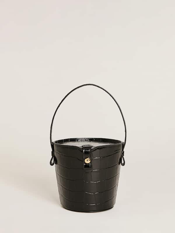 Irina Bucket Bag - Black Croc Emboss