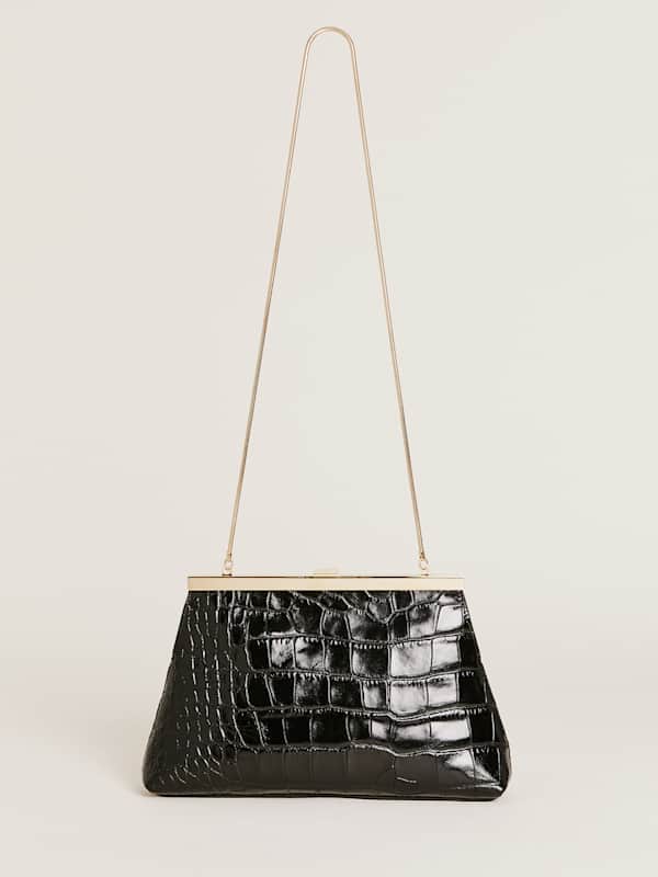 Iliana Shoulder Bag - Black Croc Emboss