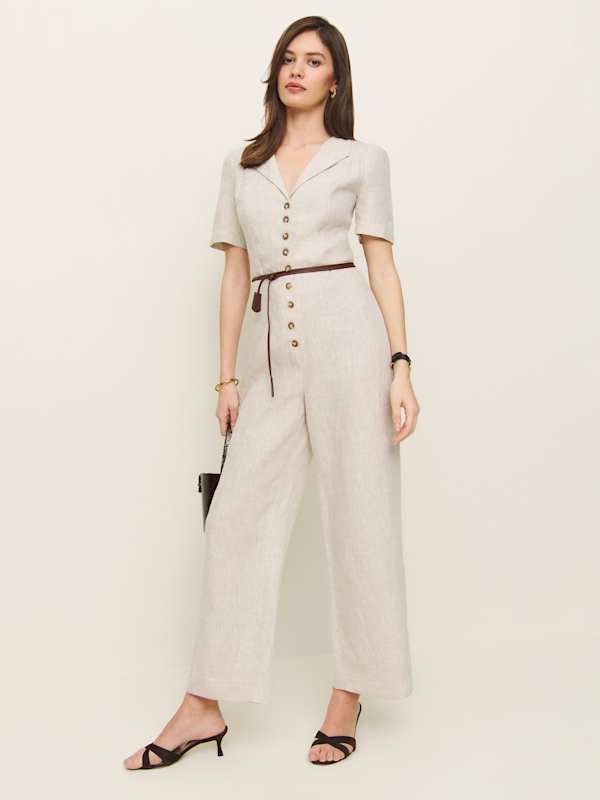 Emery Linen Jumpsuit - Oatmeal
