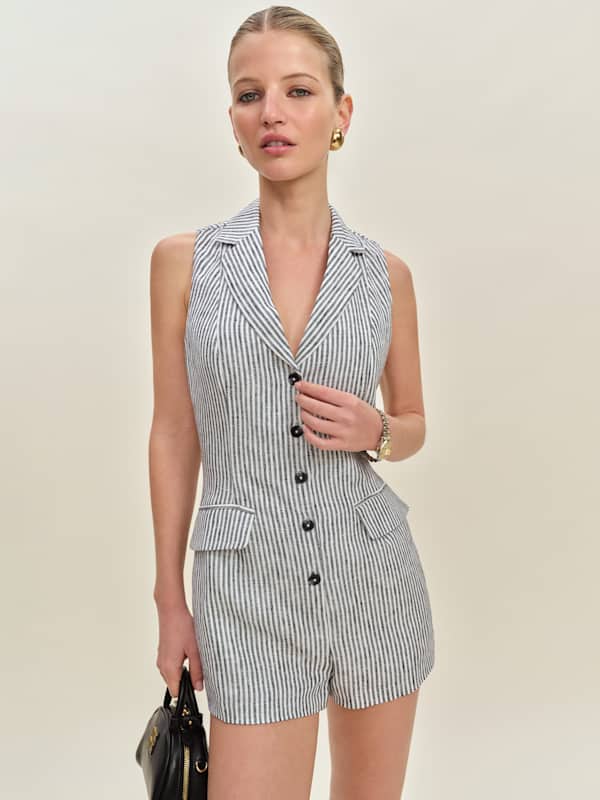 Leila Linen Romper - Vineyard