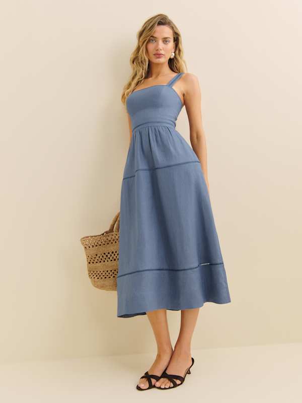 Robe en lin Everett - Bleuet