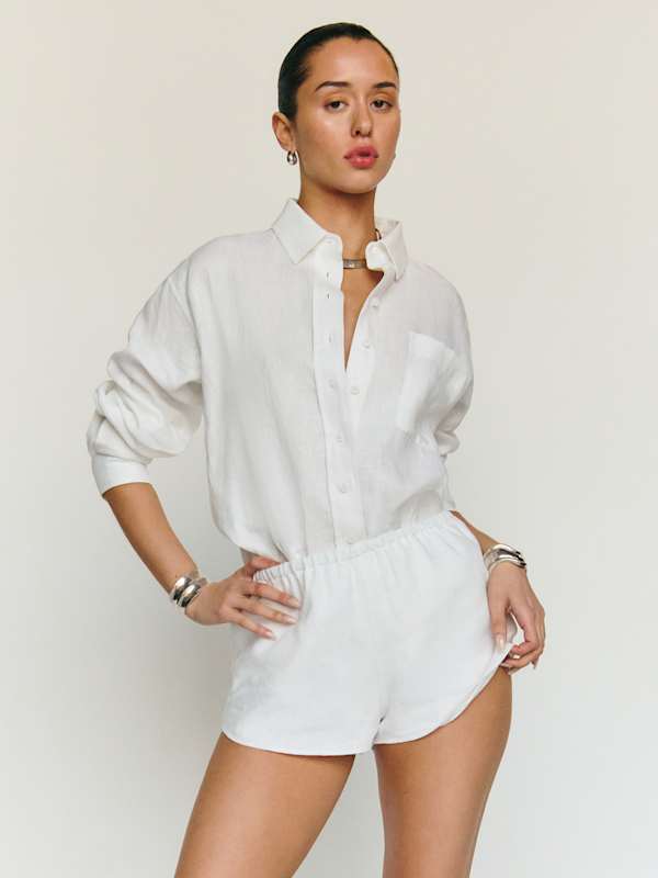 Tiffie Linen Short - White
