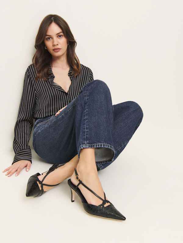 Patty Slingback Heel - Black Croc