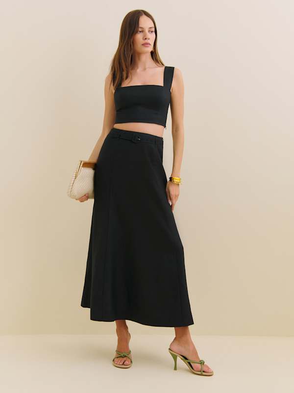Jupe en lin Chloe - Noir