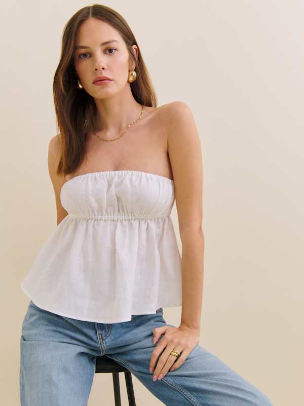 Inez Linen Top - White