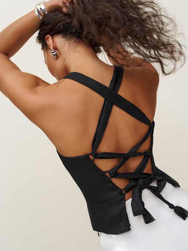 Nola Linen Top - Black