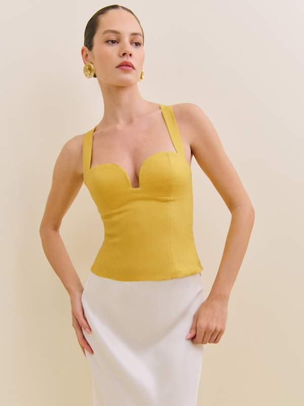 Nola Linen Top - Sunflower