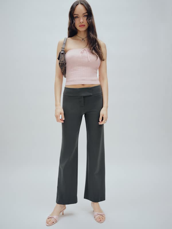 Palmer Cropped Knit Pant - Grey