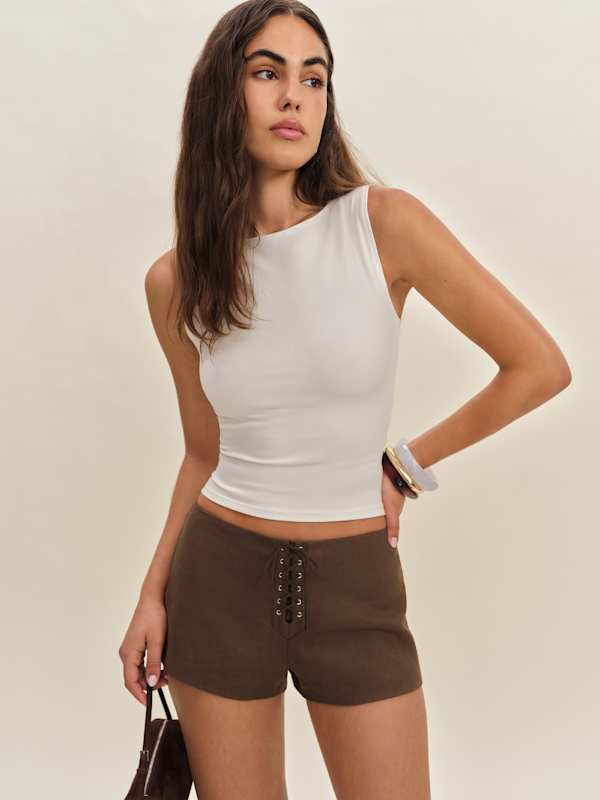 Quin Linen Short - Chocolate Cake