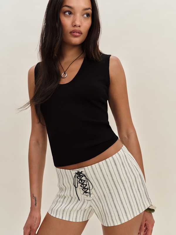 Quin Linen Short - Elsie Stripe