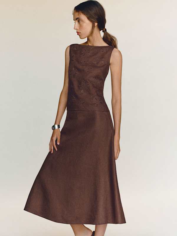Ivy Linen Skirt - Cafe