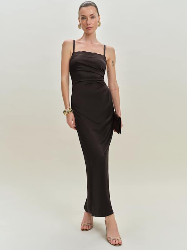 Vesper Satin Dress - Mole