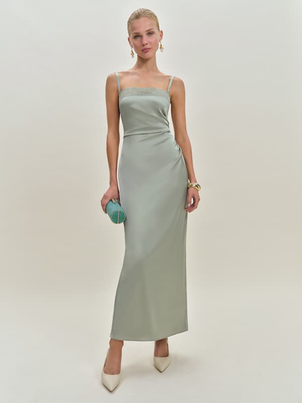 Vesper Satin Dress - Salvia
