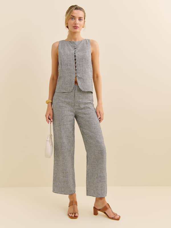 Pantalon court en lin Joni spécial Petites - Remy Check