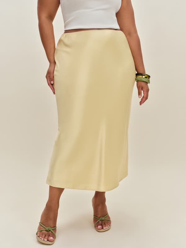 Jupe en satin Layla grandes tailles - Blonde