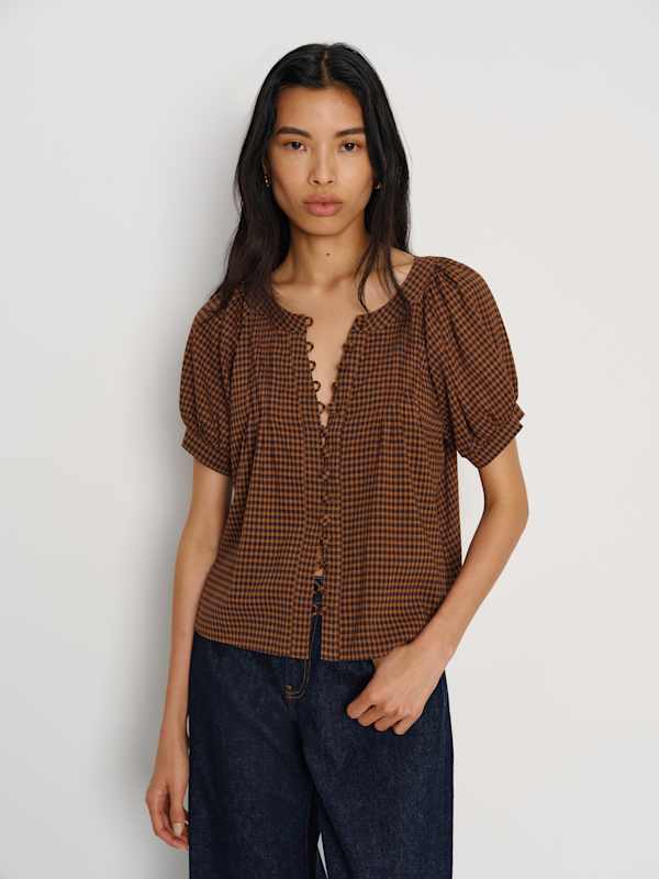 Calia Top - Toffee Check