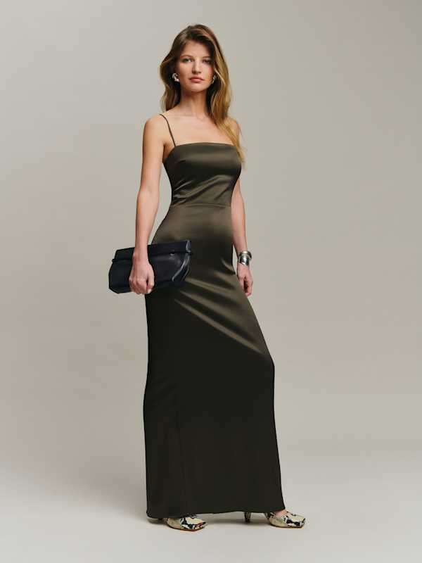 Frankie Satin Dress - Pine Tree