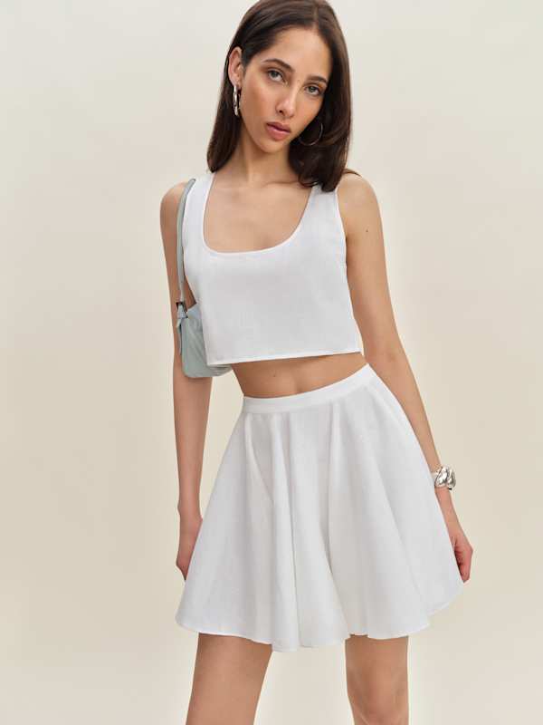 Stella Linen Skirt - White