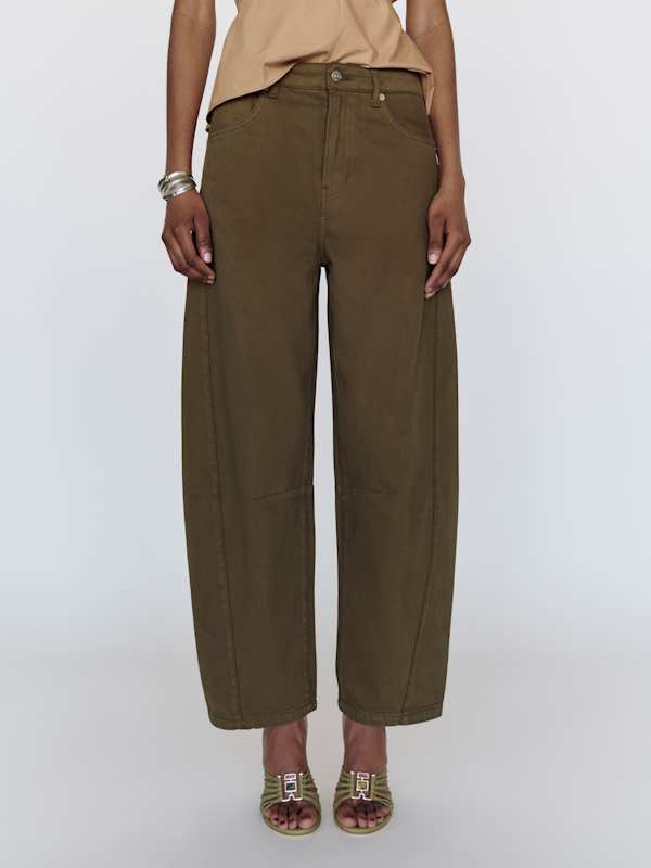 Tyler Mid Rise Barrel Jeans - Dark Olive