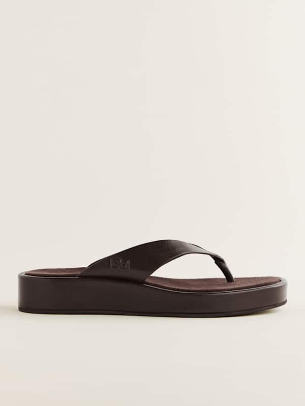 Eden Platform Thong - Espresso Leather Suede